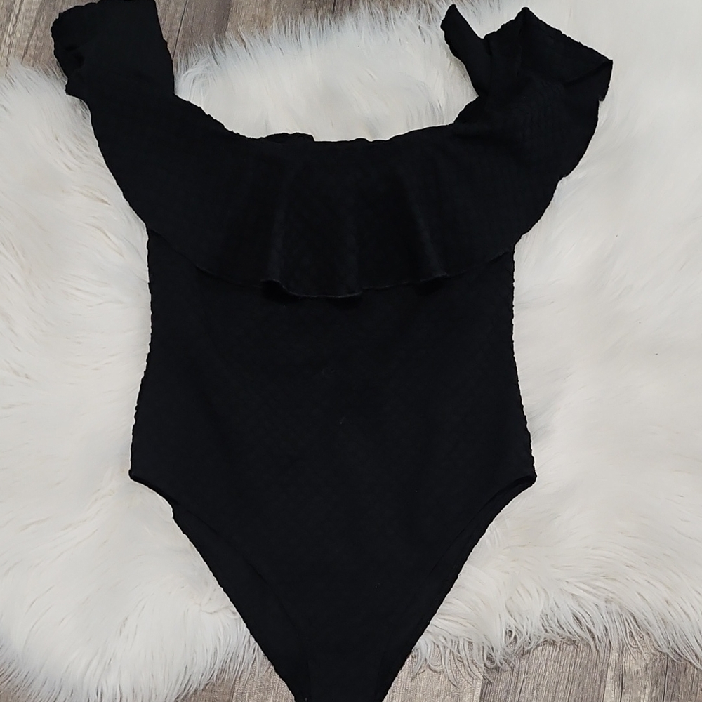 Zara Black Ruffled Kids Bodysuit